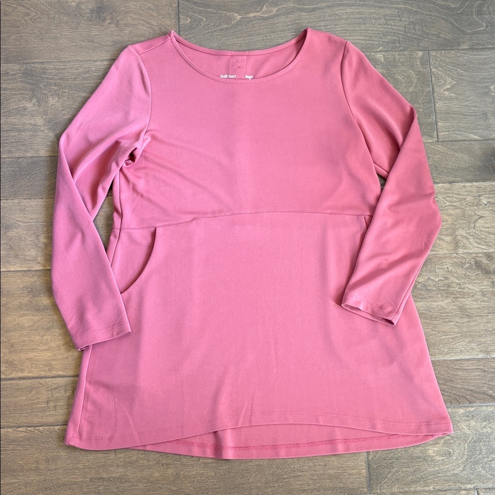 Soft Surroundings Soft Tunic Top Long Sleeves Dusty Pink Small